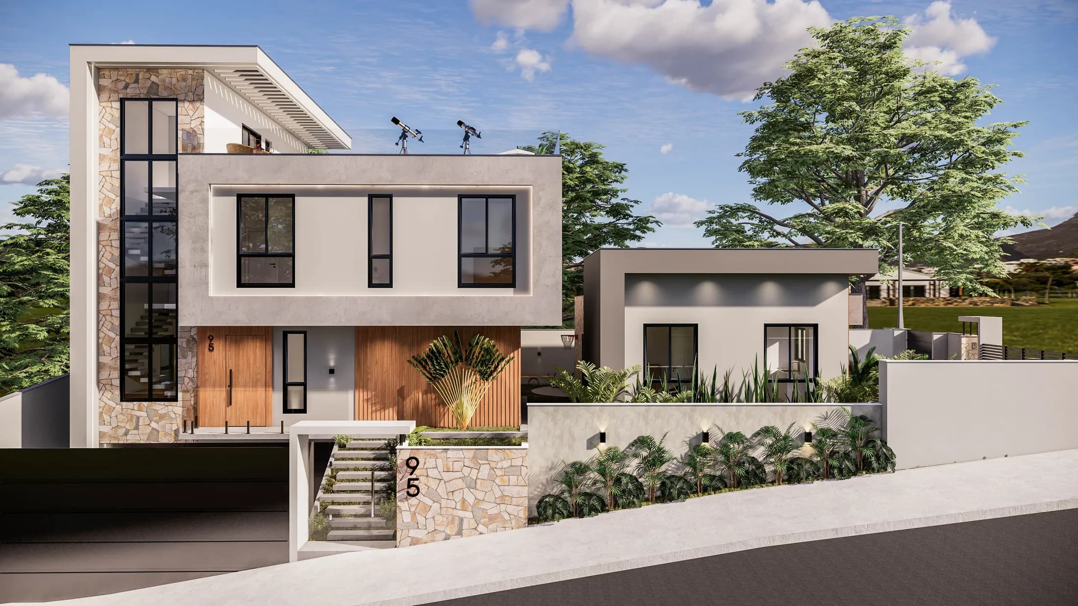 Fachada de residência projetada pela H+ Arquitetura & Co