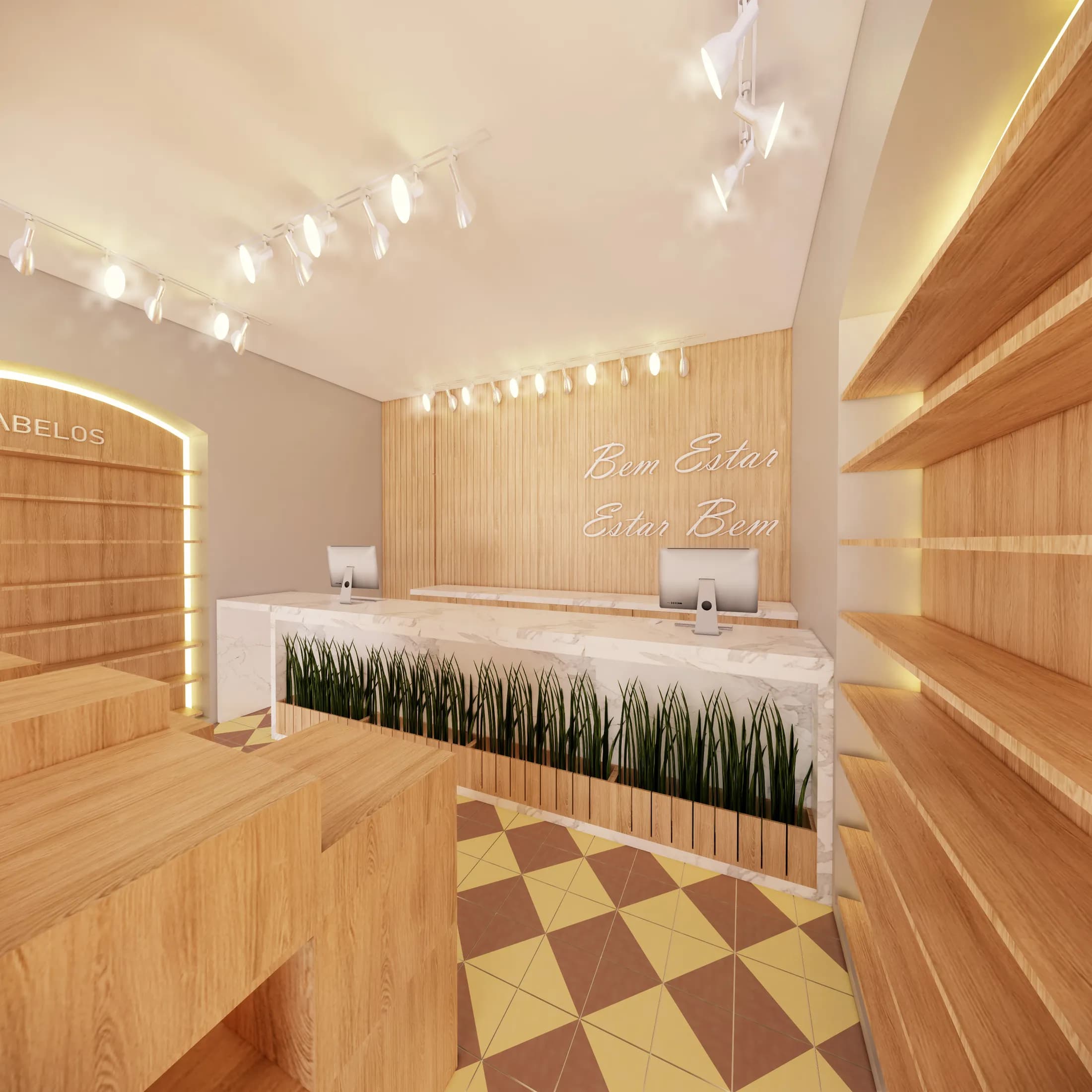 Farmácia Baruffi — ambiente projetado pela H+